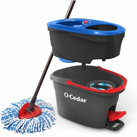 O-Cedar Mop with Bucket EasyWring Rinse Clean 12in W Spin Black/Red 168534