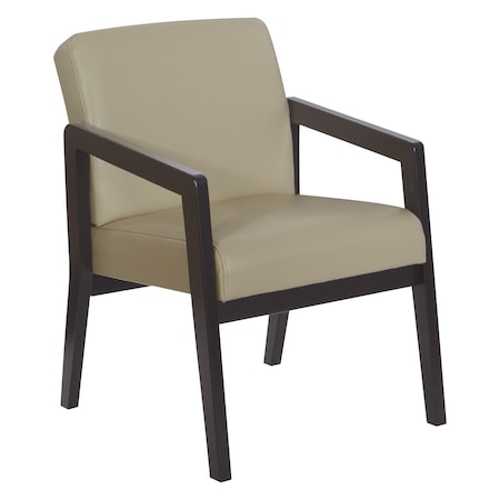 Office Star Products Espresso Finish Visitor's Chair with Castillo Cream Memory Foam Seat WD588-K004