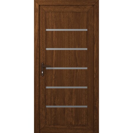 Vdomdoors Front Exterior Prehung uPVC Door, Manux 8415 Walnut, W30" x H80", Right hand Inswing MANUX8415EXD-WLN-W30xH80-RH