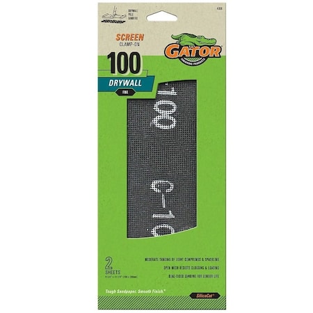 Gator Sandscreen, 11-1/4 in L, 4-1/4 in W, 100 Grit, Medium, Silicon Carbide Abrasive 4008