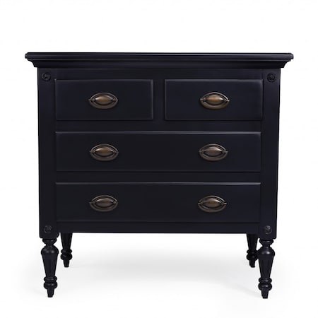 Homeroots 32" Black Solid Wood Four Drawer Gentlemans Chest 389778