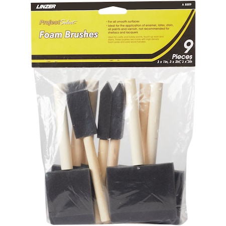 Linzer Project Select High Density Closed Foam Brush Set, 9PK A 8509