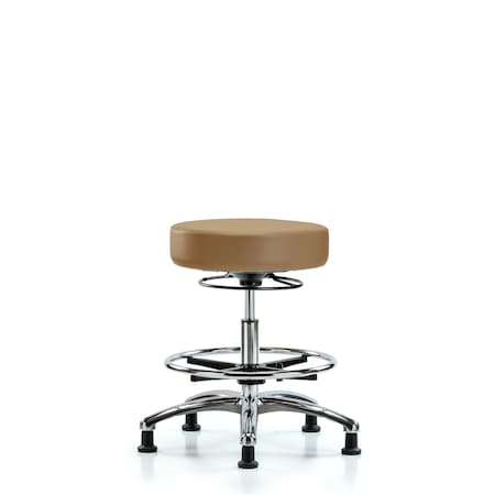 Blue Ridge Ergonomics Bench Stool, Med, Vin, Chrm, CF, Glid, Taupe BR-VMBSO-CR-CF-RG-8584