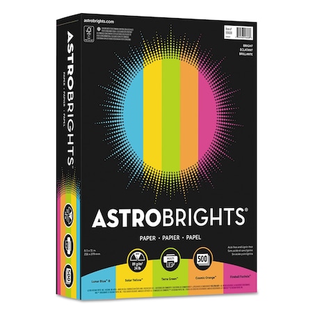 Neenah Paper Color Paper -"Bright" Assortment, 24 lb Bond Weight, 8.5 x 11, Assorted Bright Colors, 500 Per Ream, 1 PK 99608