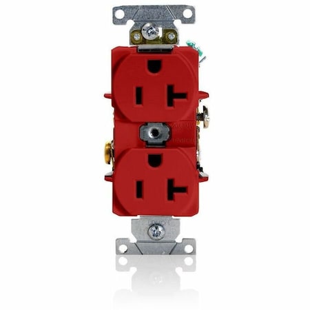Leviton Duplex Straight Blade Receptacle, 5-20R, 20 A, 125V AC, 2 Pole, 3 Wire, Flush Mount, Grounded 5352-R