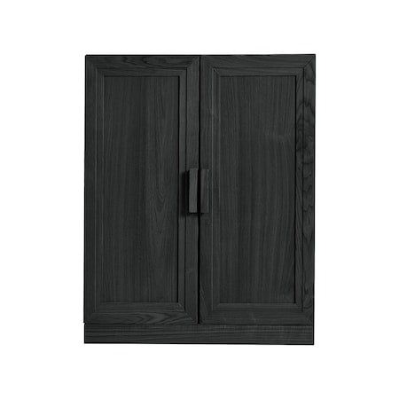 Homeroots 31in Black Wood Corner Accent Cabinet With Two Doors 719677