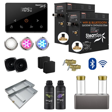 Steamspa 18KW Steam Bath Generator, Wireless Remote, BLUETOOTH, WIFI, Dual Aroma Pump, Matte Black BKWS1800BK-ADP