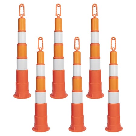 Jrex Safety 42 in Orange Channelizer Cone with (4) 6 in Engineer Grade Sheeting, 6PK CHO42-JR-6-EG-6PK