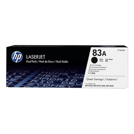 Hp 83A (CF283AD) Black 2-pack Original LaserJet Toner Cartridges (1,500 Yield Each) CF283AD