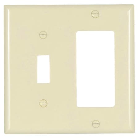 Eaton Wiring Devices Combination Wallplate, 4-1/2 in L, 4-9/16 in W, 2 -Gang, Thermoset, Light Almond 2153LA-BOX