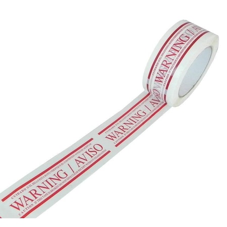 Wod Tape CST2WC Carton Sealing Tape WARNING / AVISO Imprinted Legend: 2 in. x 110 yds, 36PK WOD CST2WC-02000-36-110-CLE