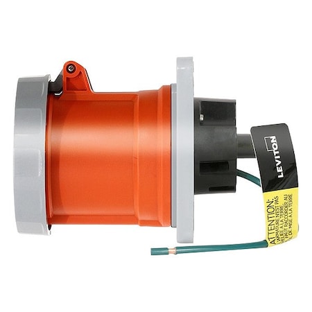 Leviton Pin & Sleeve Receptacle, 60 A, 125/250V AC, Three Phase, 3 Pole, IEC Grounding, Orange 460R12WLEV