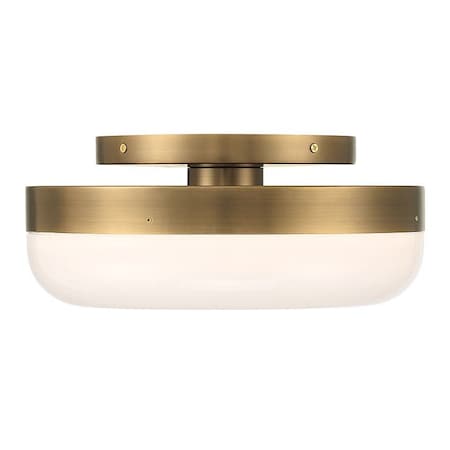 Euf Harwel, Flush Mount, 12", Antique Brass, White Glass 49830-026