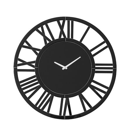 Homeroots 43" Black Mirrored Acrylic Silent Analog Circle Wall Clock 635645