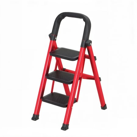 Wrightmaster 2.95 ft. Steel Step Ladder, 8 ft. Reach, 500 lbs. Capacity with Non-Marring Feet ZoroY-RED7