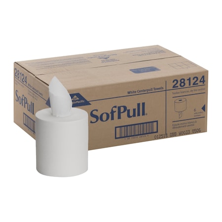 Georgia-Pacific Sofpull Center Pull Paper Towels, 1 Ply, 324 Sheets, 186 ft, White, 6 PK 28124