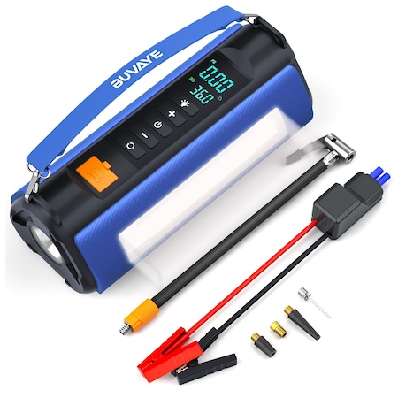 Edendirect Jump Starter, 150PSI Air Compressor with 1500A Peak, LED Lights, Smart Protection for 12V Vehicles ED-TS03-10000mAh