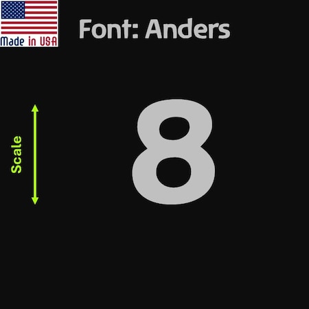 Aacc Self-Adhesive Vinyl Number: 8, Size: 20 in. Color: Silver Font: Anders, 24PK AACC-Anders-N8-Silver-I20x24