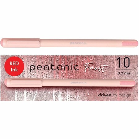 Pentonic Frosted Barrel Ballpoint Pens, 0.7 mm Fine Pen Point, Red Ink, Frost, Pink Barrel, 120PK PEN13087