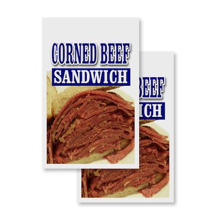 Signmission Corned Beef Sandwich, Vinyl Decals Only 24 Inch x 36 Inch, Vinyl Decal, 2PK DSB-2436-2PACK-Corned Beef Sandwich