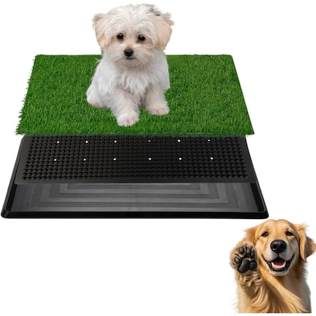 Watson & Whitely FluffyDream Artificial Dog Grass Pad with Tray, 16inx20in Dogs Potty Tray with Washable Puppy Grass GLOWPTPADXGRASS1620