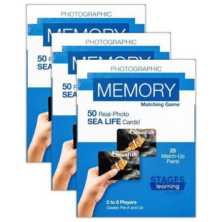 Stages Learning Materials Photographic Memory Matching Game, Sea Life, 3PK SLM-222