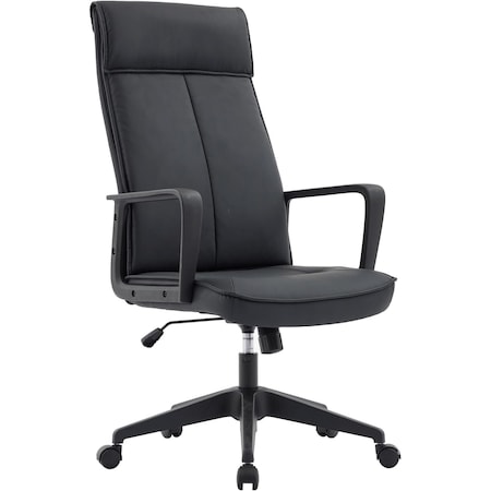 Leisuremod Aiaria Ergonomic High Back Office Chair - PU Leather/Polyester, Adjustable, Swivel, Comfortable AO50BLL