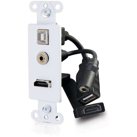 C2G HDMI®, USB AND 3.5MM AUDIO PASS THROUGH DECORATIVE WALL PLATE - WHITE 39873