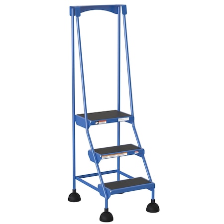 Vestil 63.4375 H Steel Commercial Spring Loaded Rolling Ladder, 3 Steps LAD-3-B