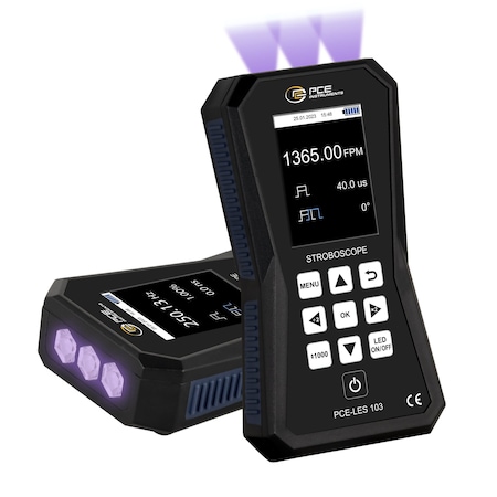 Pce Instruments UV stroboscope for motion analysis, provides 60-300,000 FPM with 365 nm UV illumination PCE-LES 103UV-365