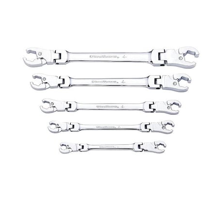 Gearwrench 5 Piece Ratcheting Flex Head Flare Nut SAE Wrench Set 89100
