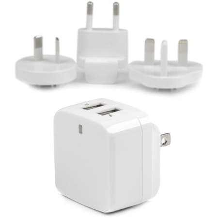 Startech.Com White Dual Port USB Wall Charger - High Power (17 Watt / 3.4 Amp) - Travel Charger (International) USB2PACWH