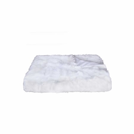 Homeroots White Knitted Rabbit Solid Color Plush Reversable Throw 358165