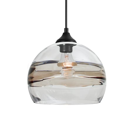 Besa Lighting Besa Spirit 8 Outdoor Pendant, Clear/Smoke, Black Finish, 1x 60W MAX E26 Base OP-SPIR8SC-BK
