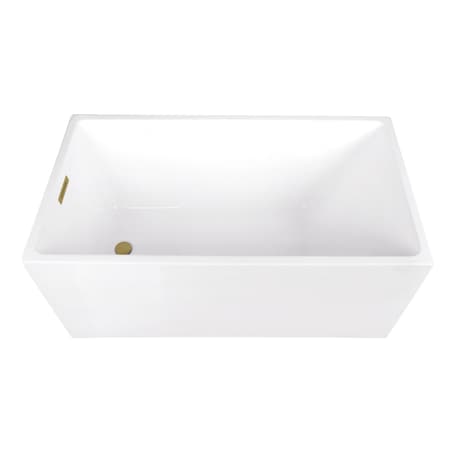 Kingston Brass 51" Acrylic Rectangular Double Ended Freestanding Tub with Drain, Glossy White/Brushed Brass VTSQ512823C417