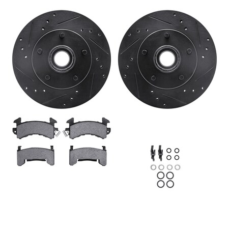 Dynamic Friction Co DFC Brake Rotor Drilled & Slotted - Black- w/Ultimate Duty Brake Pad & HW Kit 8412-47011