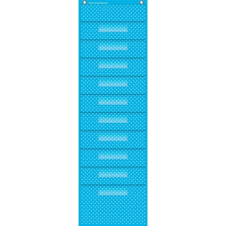 Teacher Created Resources Aqua Polka Dots 10 Pocket File Storage Pocket Chart, 14in. x 46.5in. 20738