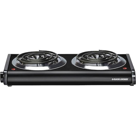 Black & Decker Buffet Range, 5001000 W, 2Burner, Knob Control, 2Control, Metal, Black DB1002B