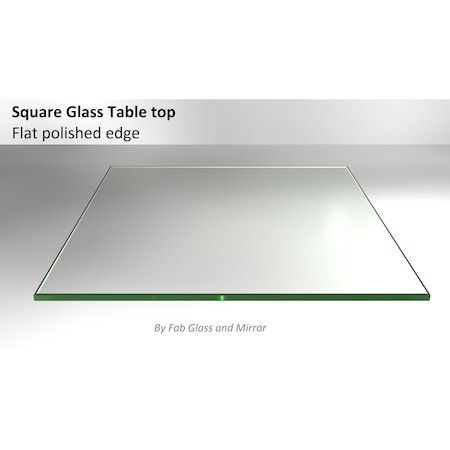 Fab Glass And Mirror 16in in Square 1/2in Thick Flat Polish Tempered Radius Corners Glass Table Top, Clear 16SQR12THFLAN