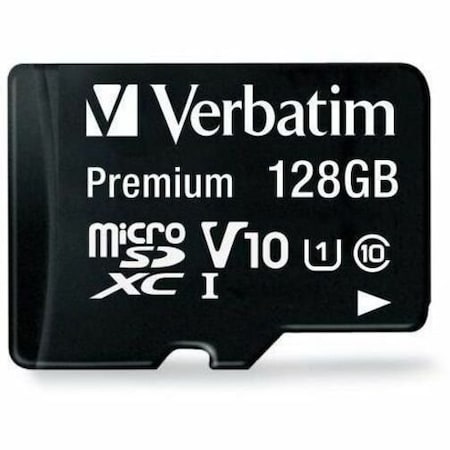 Verbatim 128GB Premium microSDXC Memory Card with Adapter, UHSI Class 10, Blue VER44085