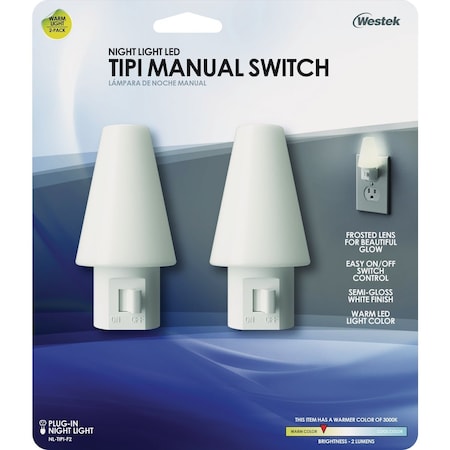 Westek White Plug-In LED Night Light, 2PK NL-TIPI-F2