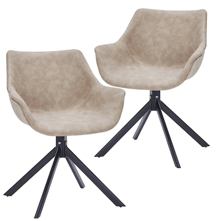 Leisuremod Markley Swivel Leather Dining Arm Chair with Iron Legs, 2PK ESCBL-26-TP2