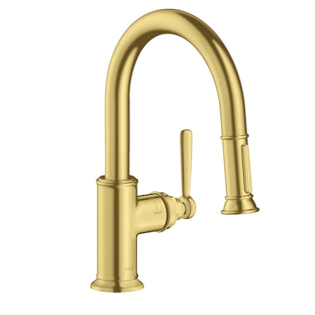 Axor Montreux Prep Kitchen Faucet 2-Spray Pull-Down, 1.75 GPM in Brushed Gold Optic 16584251