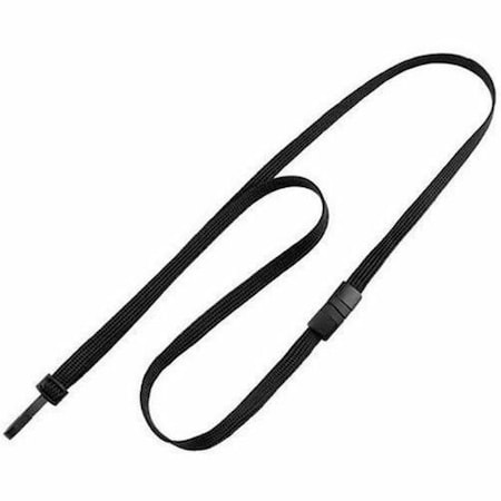 Brady LANYARD STANDARD, BLACK, 3/8in, FLAT WOVEN BREAK-AWAY LANYARD W/NARROW PLASTIC SLIDER HOOK 2137-4035