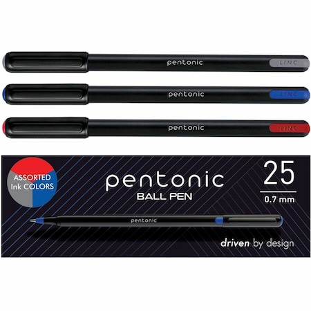 Pentonic Ballpoint Pen Set, 0.7 mm Pen Point, Assorted Ink, Nickel Silver Tip, 48PK PEN12126