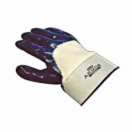 Pip Dipped Chemical-Resistant Gloves, Large, Cotton/Nitrile, Blue/Natural, Jersey Lining, 10.6 in L 56-3153