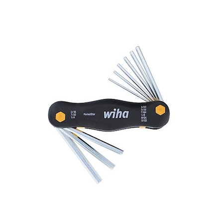 Wiha Hex Key Set, Steel, 9 pc 35197