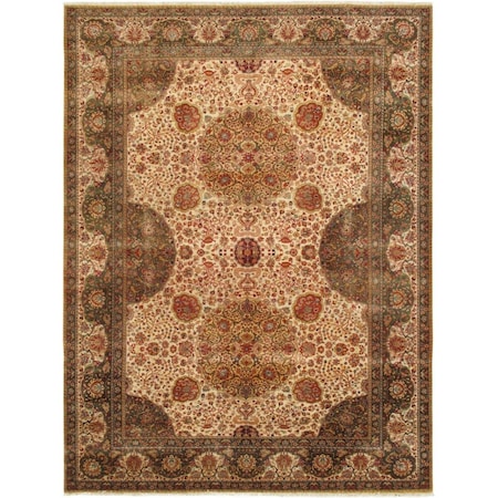 Pasargad Home Agra Collection Hand-Knotted Lambs Wool Area Rug, Red - 10 ft. 1 in. x 10 ft. 11 in. PH-260 10X11