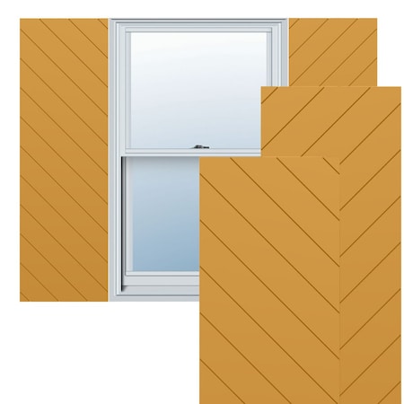 Ekena Millwork 12W x 66H True Fit PVC Diagonal Slat Modern Style Fixed Mount Shutters, Turmeric, PR TFP001DG12X066TU