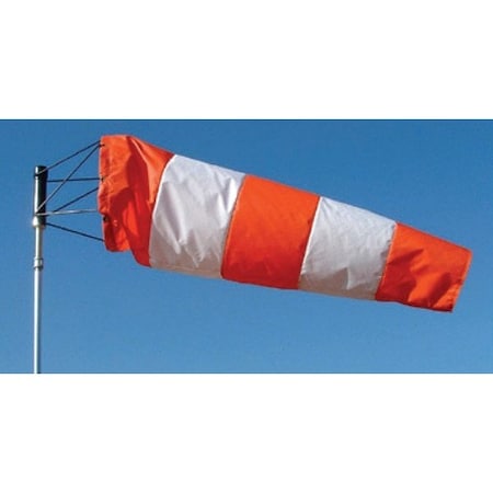Safety Flag Co Windsock, Orange/White, Nylon, 96 in Length OWO2496